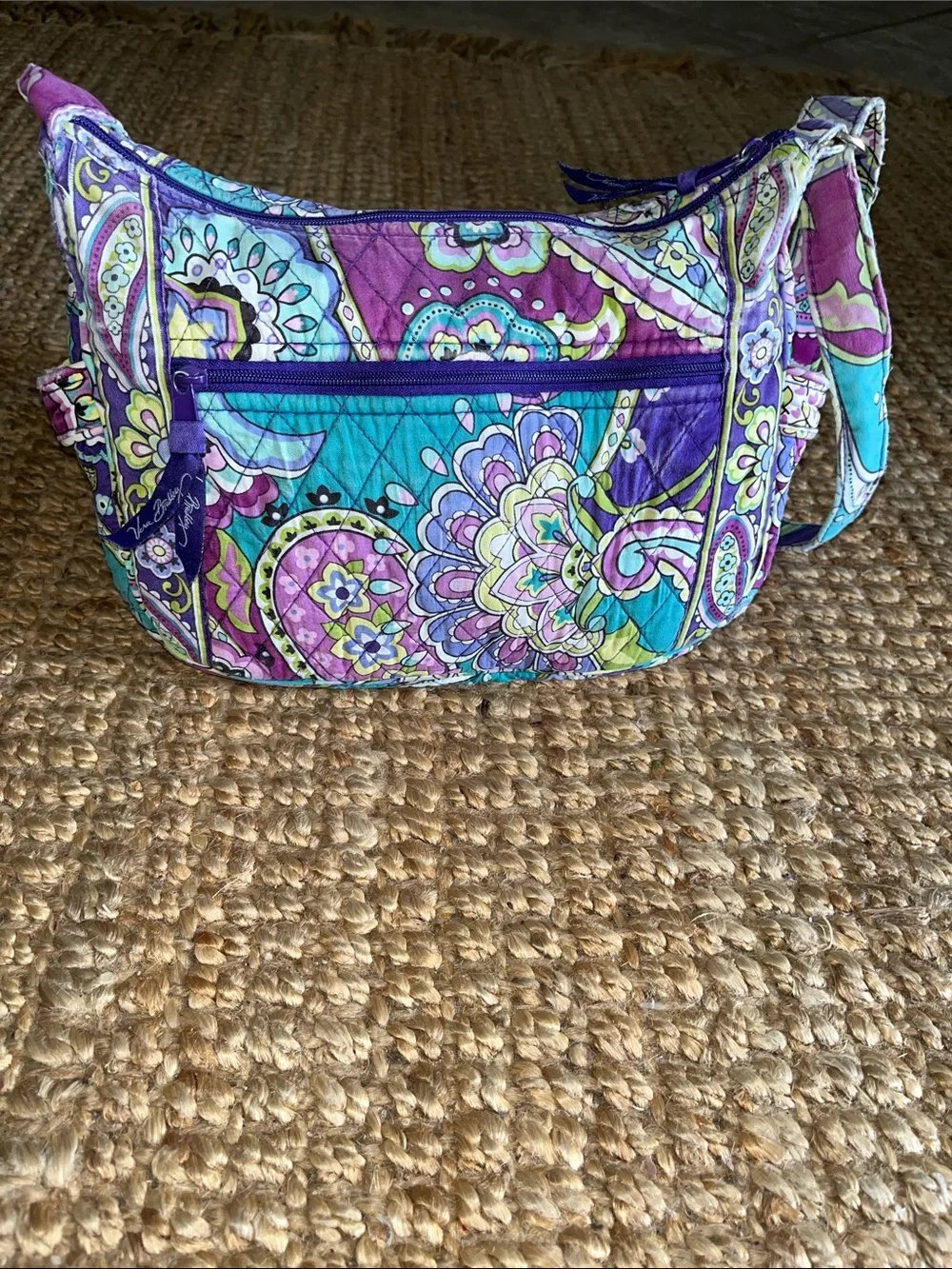 Vera Bradley Quilted Paisley Crossbody  Bag in Purple and Teal  Adjustable Strap